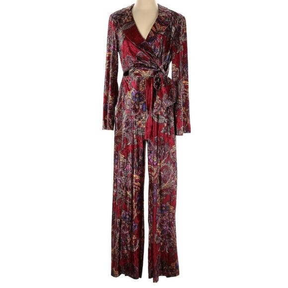 NWT Free People Delphine Paisley Velvet Velour Jumpsuit - Picture 2 of 6